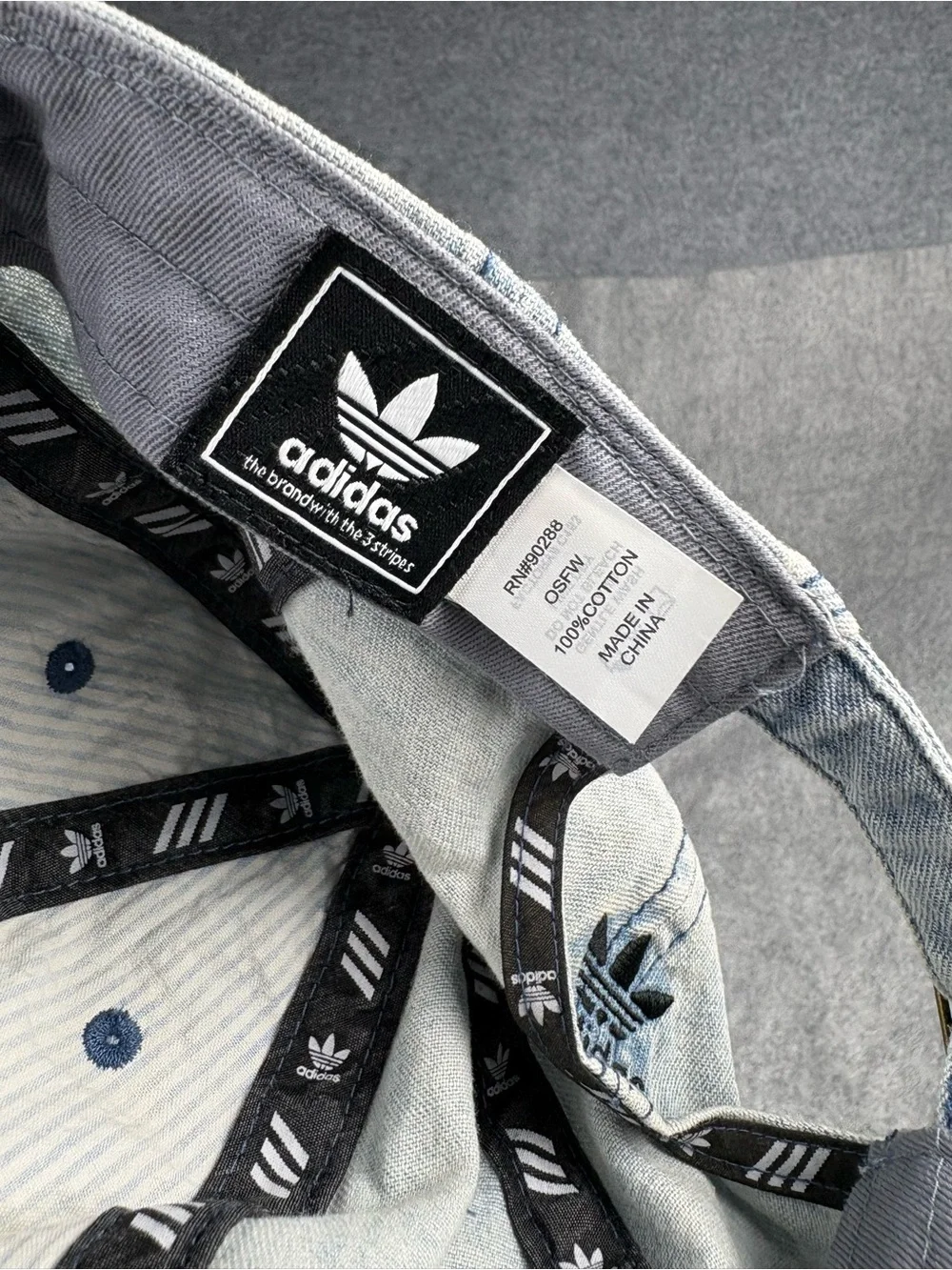 Adidas Originals Acid Wash Denim Trefoil Strapback Hat OSFM